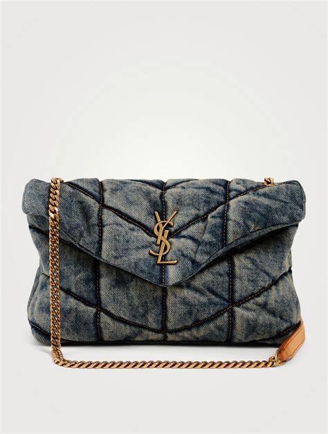 saint laurent denim puffer bag|ysl denim puffer bag.